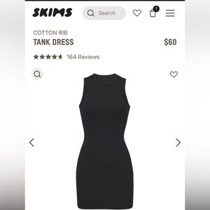 Skims Cotton Rib Dress Soot (Black) Sz M
